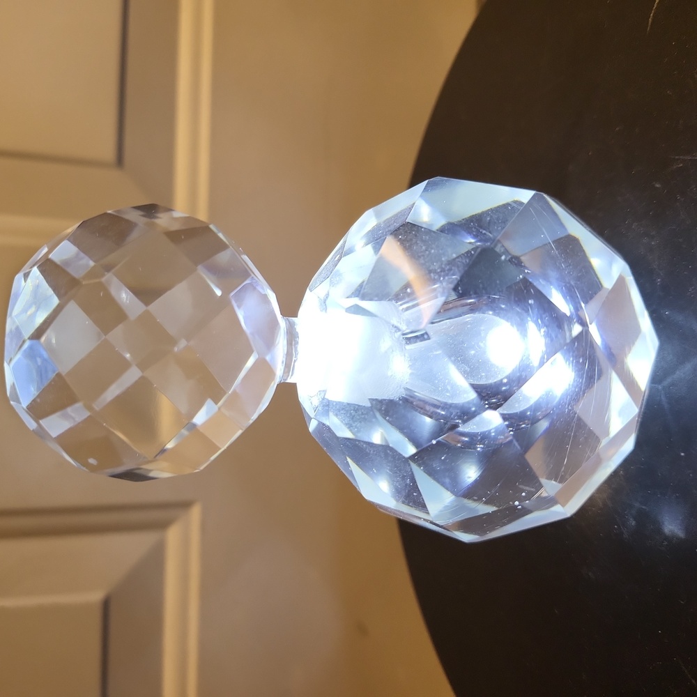 Vintage Clear Faceted Crystal Glass Large Perfume Bottle